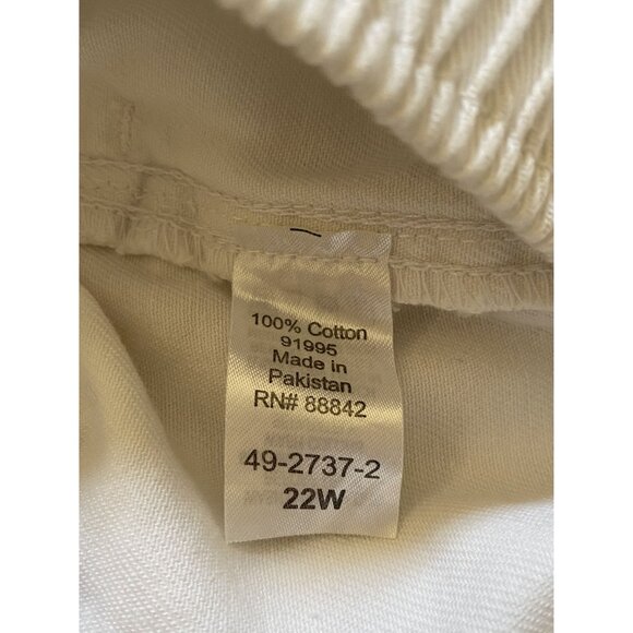 Woman Within Plus Size 22W White Cotton Pull On Elastic Cropped Pants W/ Pockets - Picture 4 of 13